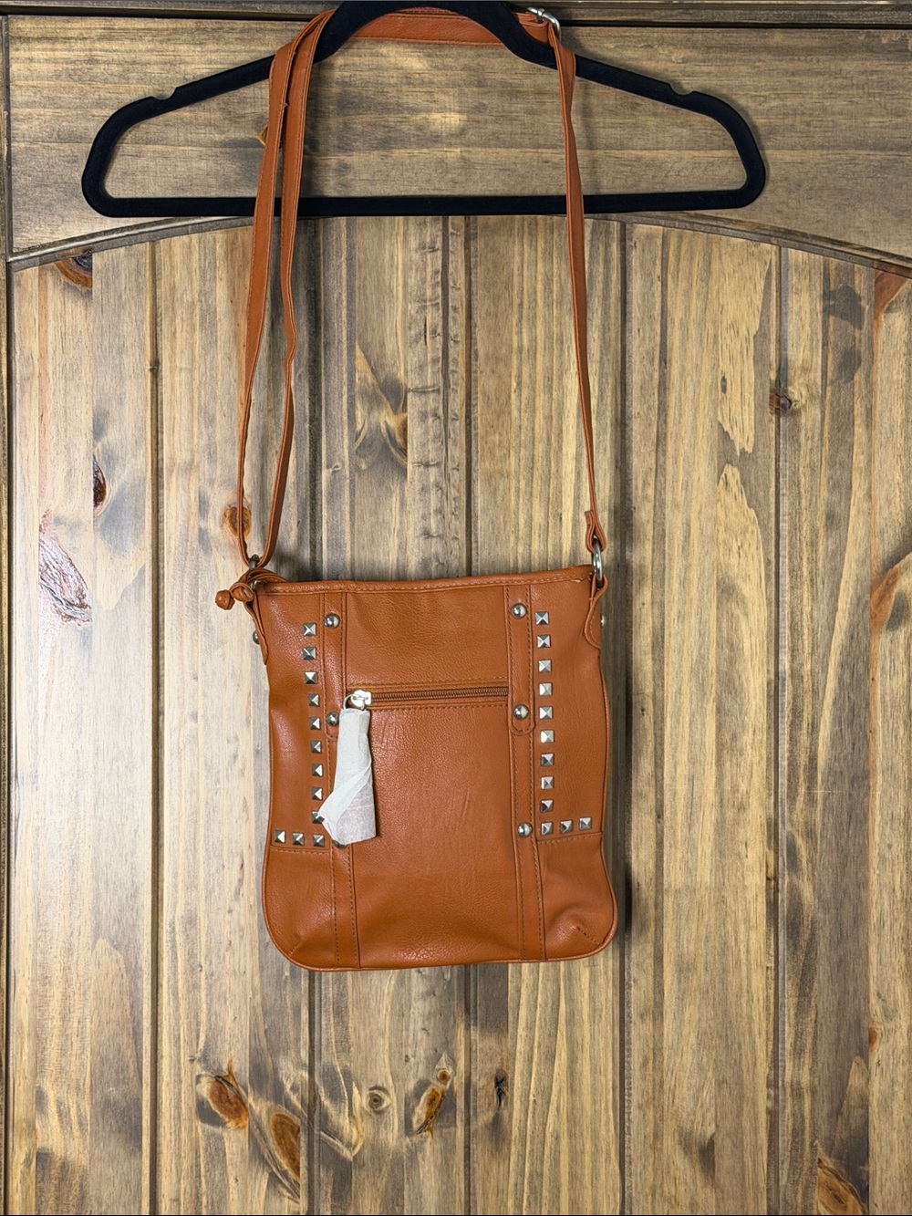 Studded Crossbody Bag in Cognac